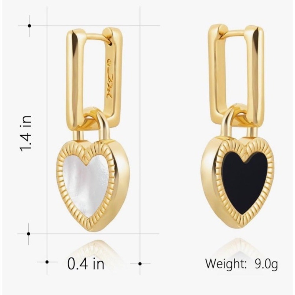 Milan Chiva 14K Gold Plated Red & Black Heart Shaped Earrings - Picture 6 of 6